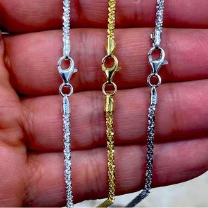 SILVER GOLD AND RHODIUM CRUSTED CHAIN